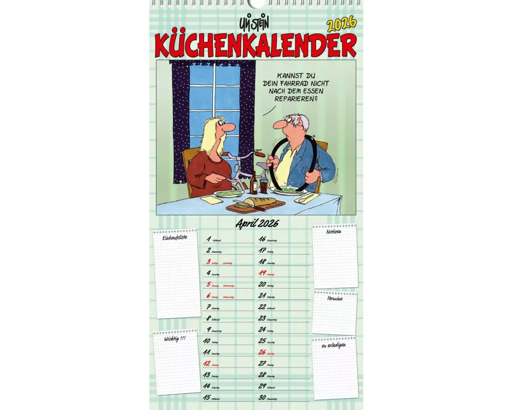 Uli Stein Küchenkalender 2026: Monatskalender für die Wand