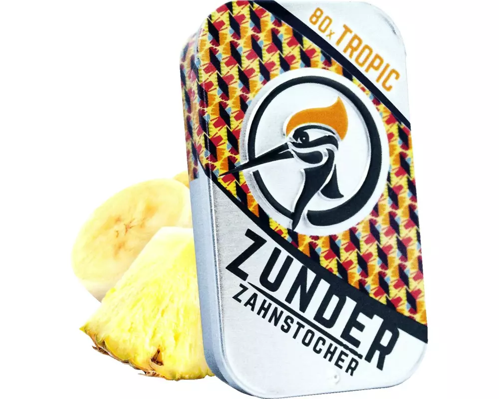 Zunder Zahnstocher Zahnstocher Tropic in der Zunder Schiebedose 80 Stück