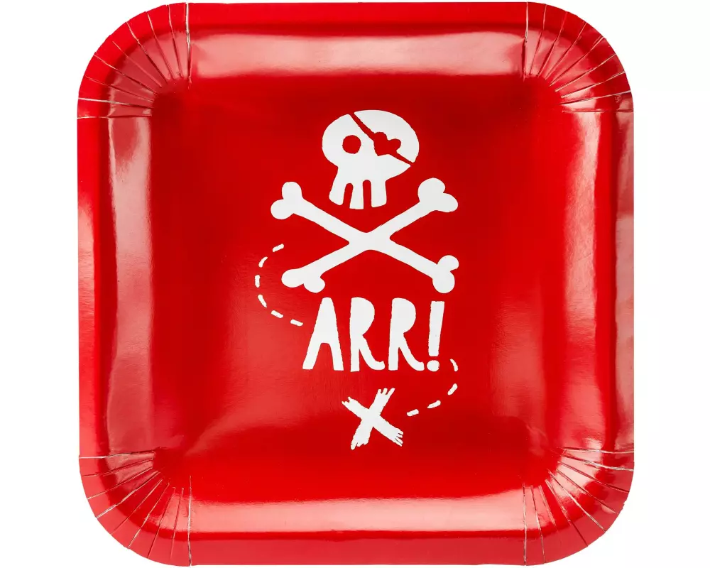 Partydeco Einwegteller Piraten 20 x 20 cm, 6 Stück, Rot