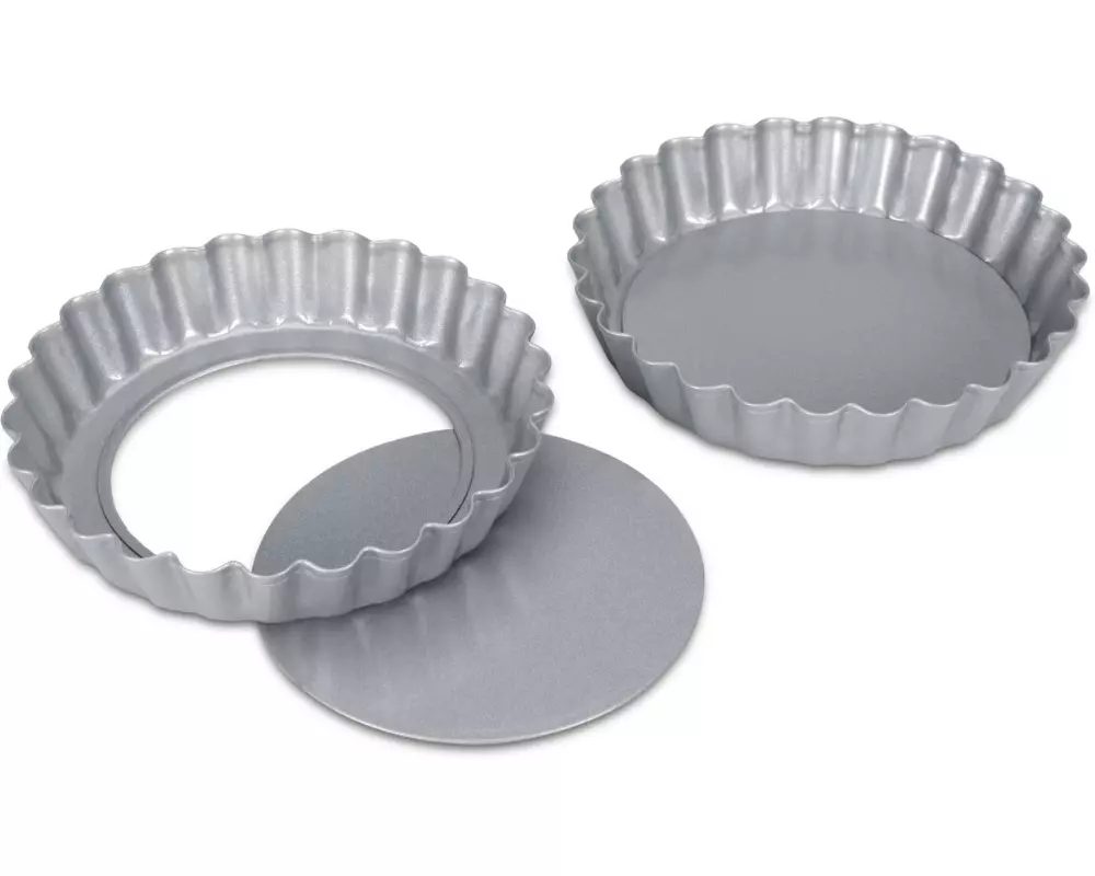 Städter Tarte-Backform mit Hebeboden Silber, 10 x 1.8 cm, 2 Stück