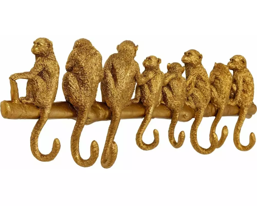 Kare Wandgarderobe Monkey 8 Haken, Gold