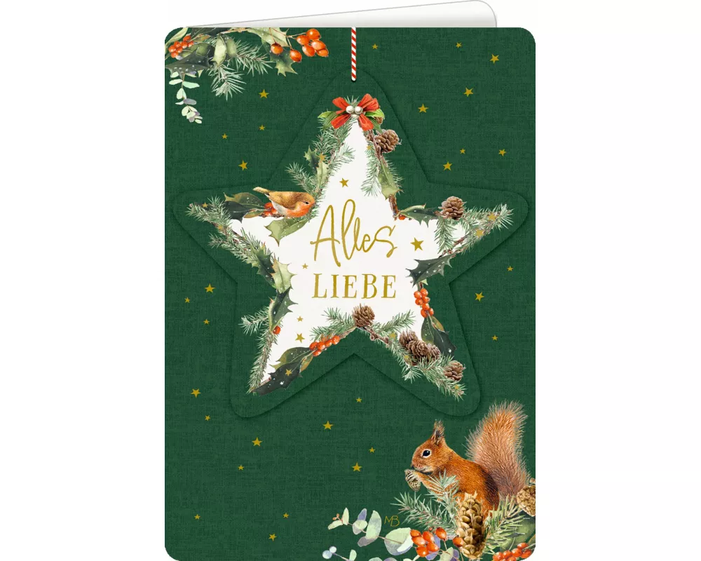 Weihnachtskarte mit Anhänger – Alles Liebe