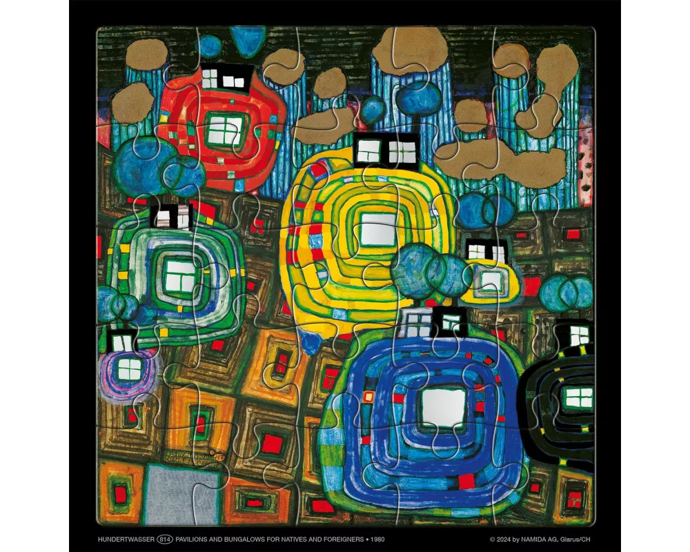Hundertwasser Puzzle mit Grußkarte