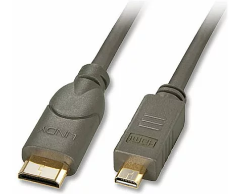 LINDY Video Cable, HDMI 2.0, MicroHDMI-MiniHDMI M-M, 0.5m, anthrazit