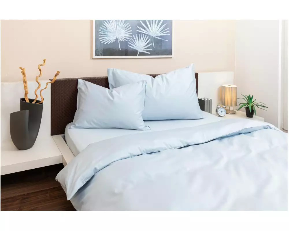 COCON Kopfkissenbezug Satin 50 x 70 cm, Eisblau, 2 Stück