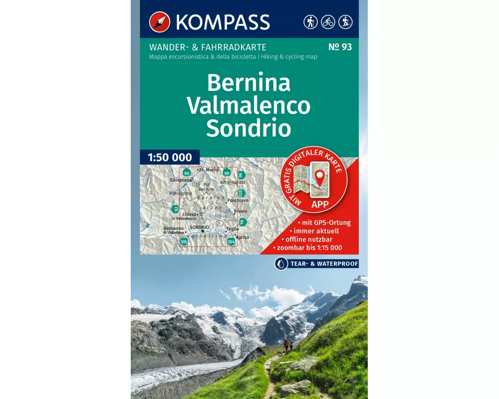 KOMPASS Wanderkarte 93 Bernina, Valmalenco, Sondrio 1:50.000