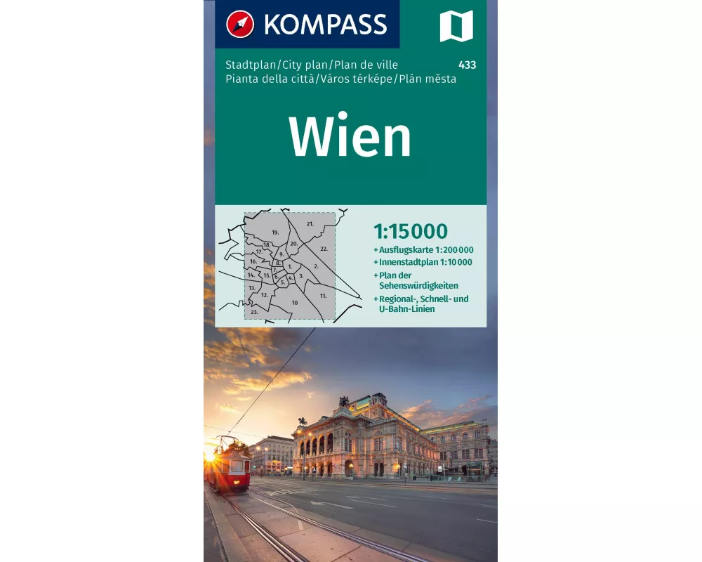 KOMPASS Stadtplan Wien 1:15.000