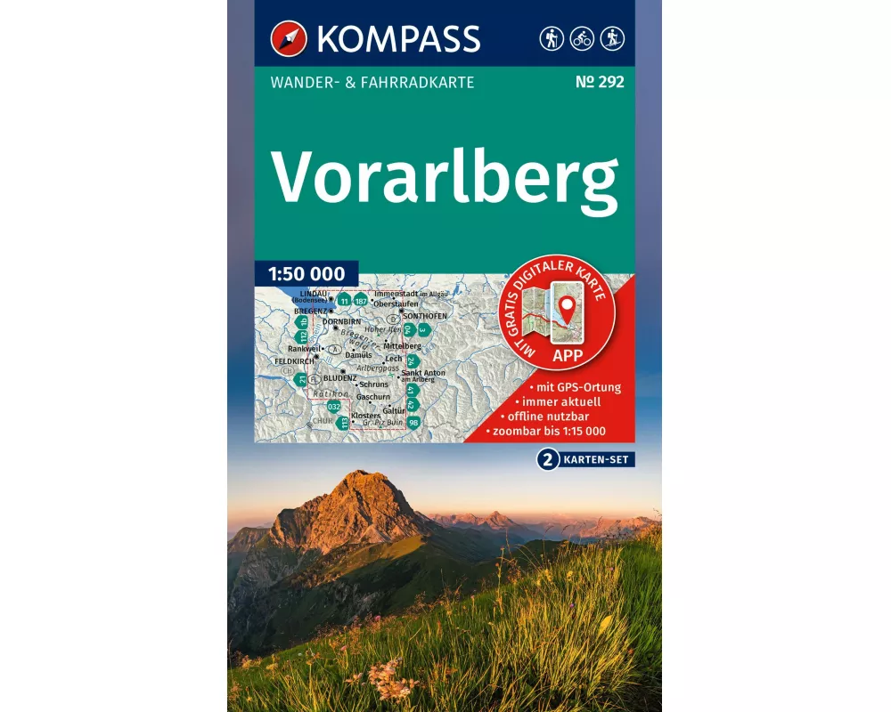 KOMPASS Wanderkarten-Set 292 Vorarlberg (2 Karten) 1:50.000