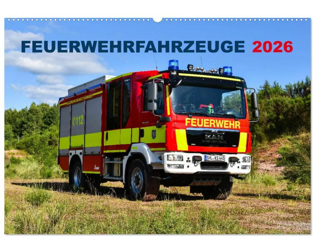 Feuerwehrfahrzeuge (Wandkalender 2026 DIN A2 quer), CALVENDO Monatskalender