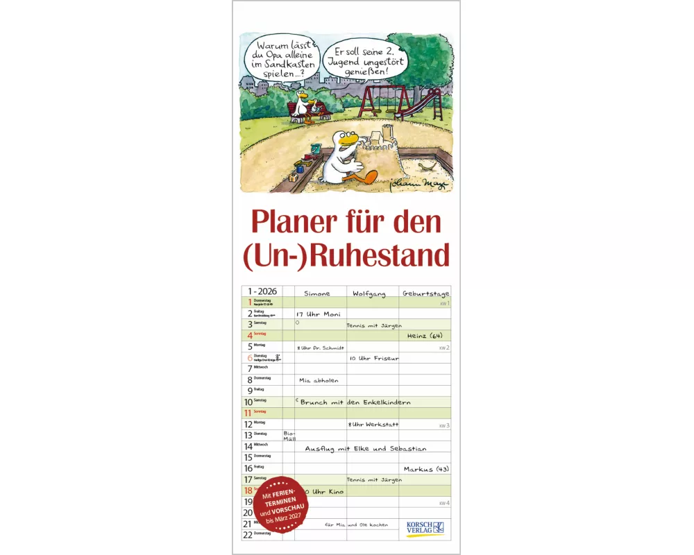 Planer für den (Un-)Ruhestand 2026