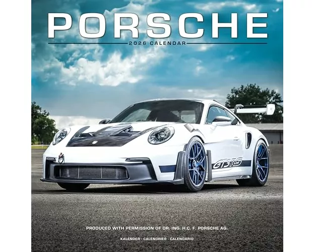 Porsche Calendar 2026 Square Car Wall Calendar - 16 Month
