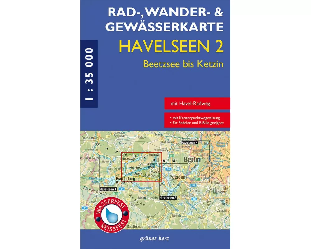 Rad-, Wander- und Gewässerkarte Havelseen 2: Beetzsee