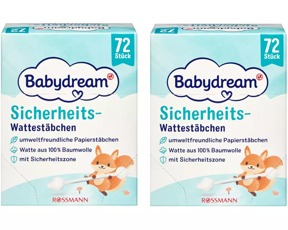 Babydream Baby-Wattestäbchen 2x 72 Stück