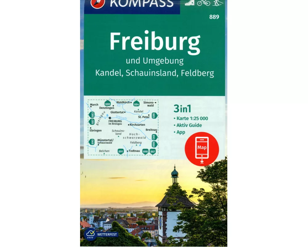 KOMPASS Wanderkarte 889 Freiburg und Umgebung, Kandel, Schauinsland, Feldberg 1:25.000