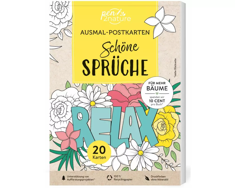 Ausmal-Postkarten Schöne Sprüche | 20 Karten