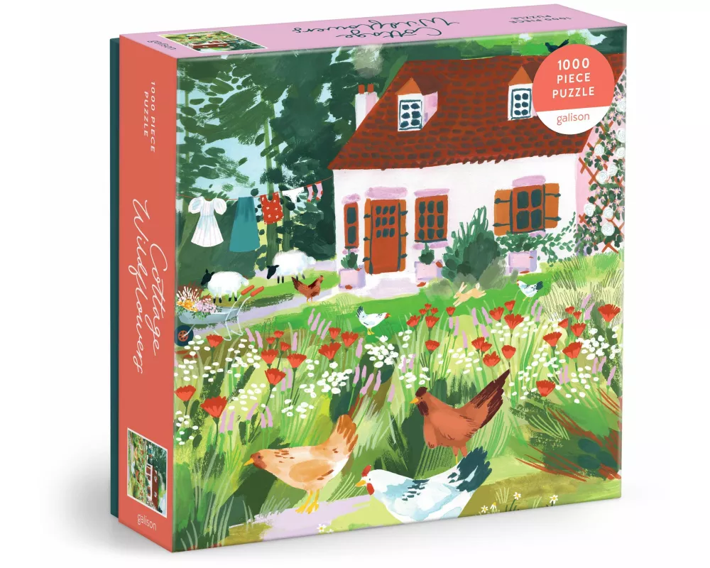 Cottage Wildflowers 1000 Piece Puzzle in a Square Box