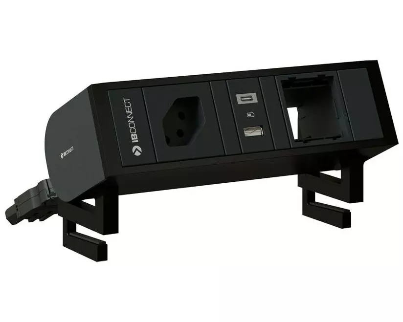 max connect Steckdoseneinheit SUPRA T13, USB-A/C, Leermodul Schwarz