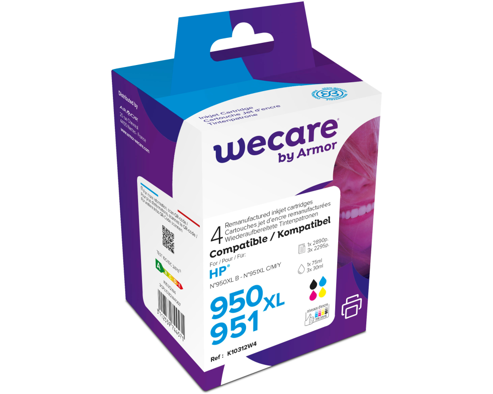 WECARE Multi 950XL/951 rebuilt CMYBK C2P43AEWE z.HP OJ Pro 8100 75/3x30ml