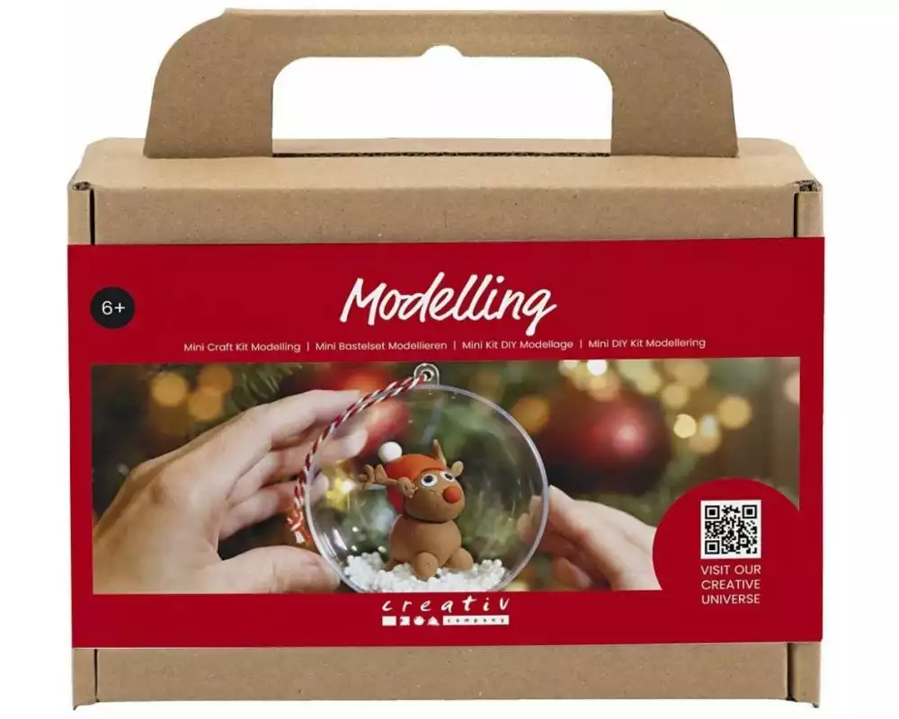 Creativ Company Bastelset Modellieren Weihnachtskugeln, Rentier