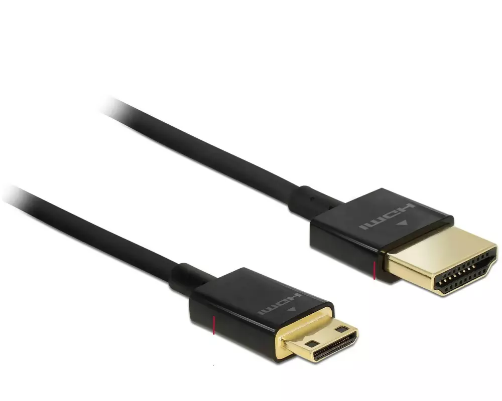 Delock Kabel 4K 60Hz HDMI - Mini-HDMI (HDMI-C), 0.25 m, Schwarz