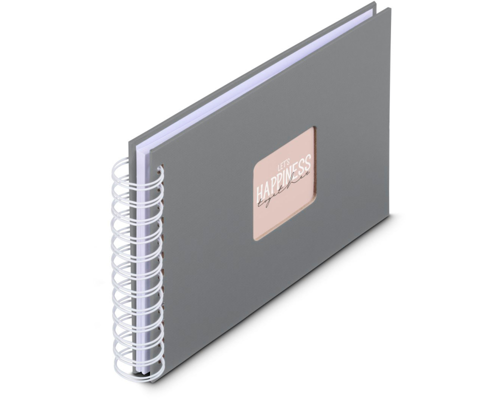 HAMA Spiralalbum Fine Art 24x17cm 9836 steingrau 25 Blatt, weiss