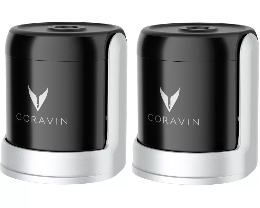 Coravin Schraubverschluss zu Weinausgiesser 2 Stück, Schwarz/Silber