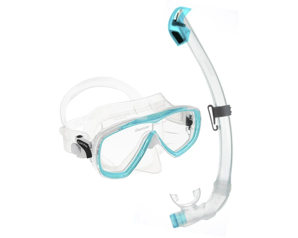 CRESSI Estrella + Seal Dry Snorkel Combo Clear/Aquamarine