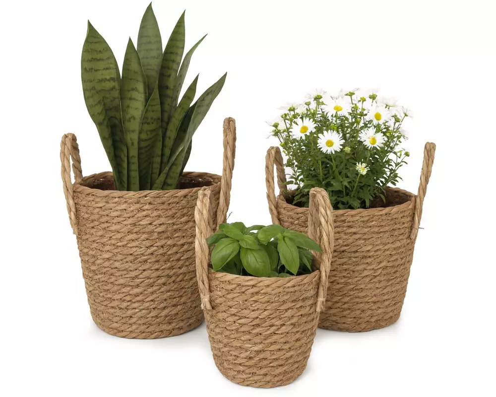 relaxdays Blumentopf im 3er Set, rund