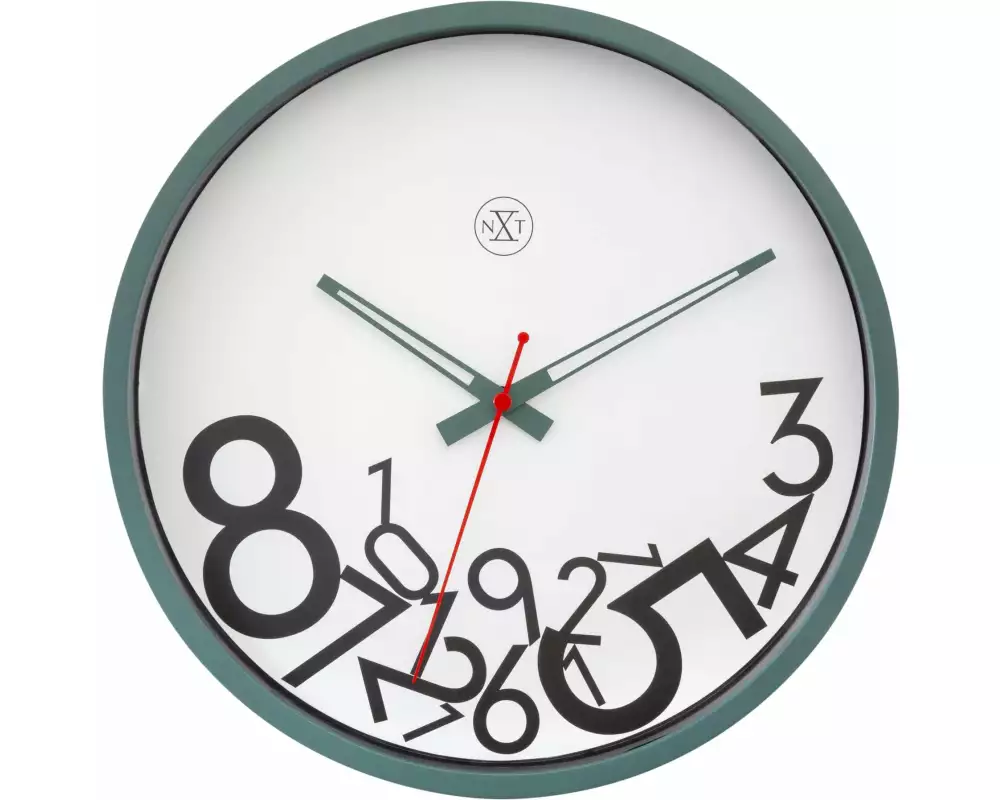 NeXtime Wanduhr Dropped Numbers Ø 30 cm, Grün/Weiss