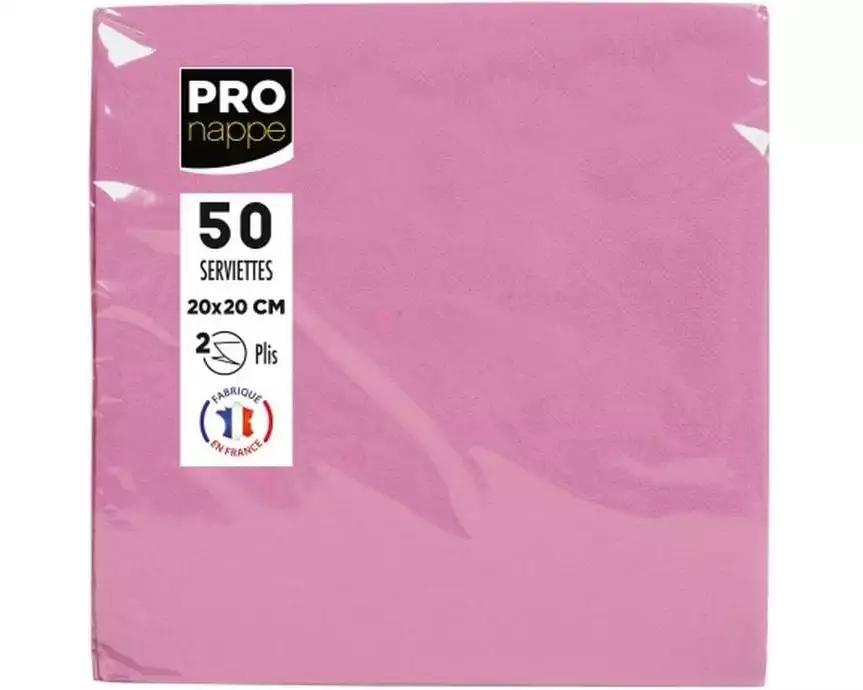 PRO nappe Papierservietten Rosa 20 cm x 20 cm, 50 Stück
