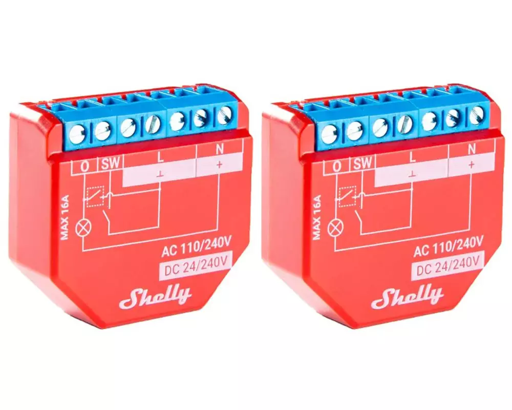Shelly WLAN-Schaltaktor Shelly Plus 1PM WiFi-Switch 2 Stück