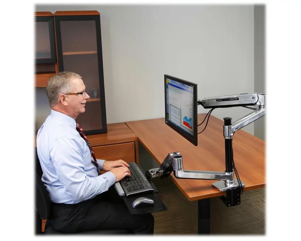 ERGOTRON desk mount, LX HD Sit-Stand, LCD Arm, adjustable 51cm, 46 inch, 13,6kg, lift, pan, tilt, rotate