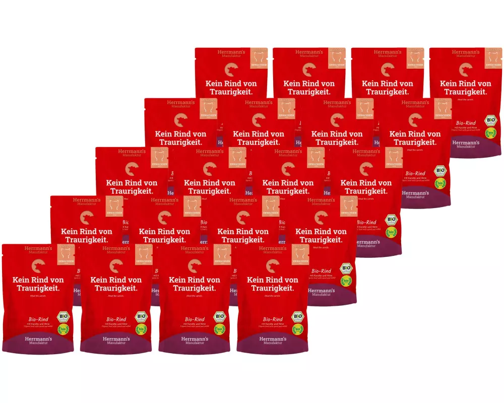 Herrmann's Nassfutter Bio Rind mit Karotte und Hirse, 20 x 100g