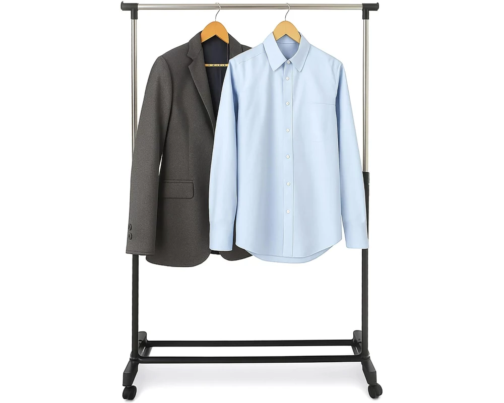 relaxdays Garderobenständer mit Rollen, Schwarz/Silber