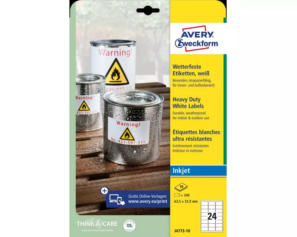 Avery Zweckform Universal-Etiketten J4773 63,5 x 33,9 mm Wetterfest