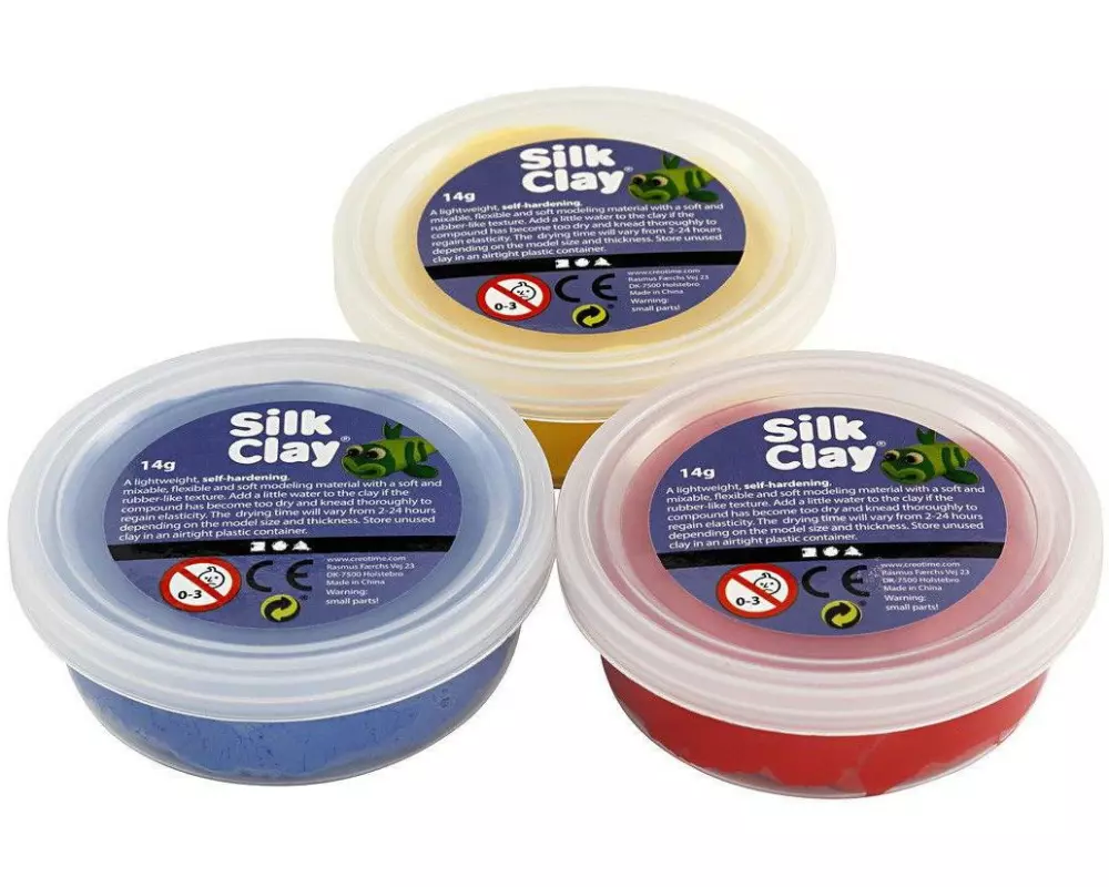 Creativ Company Modellier-Set Silk Clay 3 x 14 g Gelb; Rot; Blau