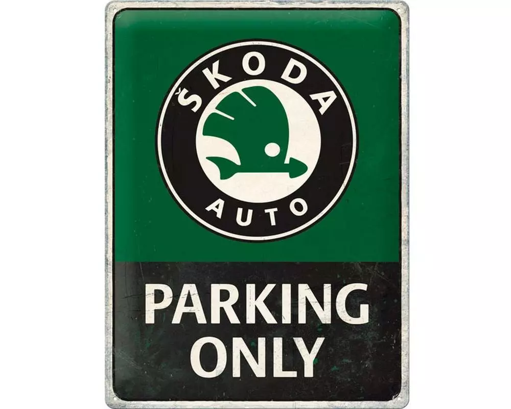 Nostalgic Art Schild Skoda Parking only 30 x 40 cm, Metall