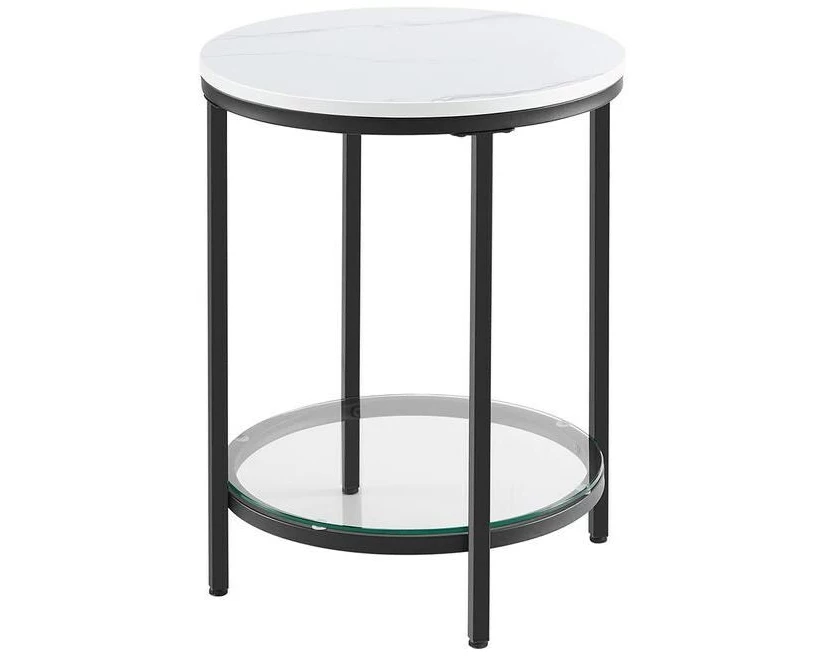 VASAGLE Beistelltisch 45 x 55 cm, Schwarz/Weiss