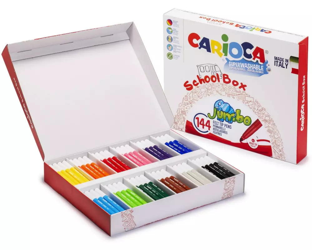 Carioca Fasermaler Schoolbox Jumbo 144-teilig