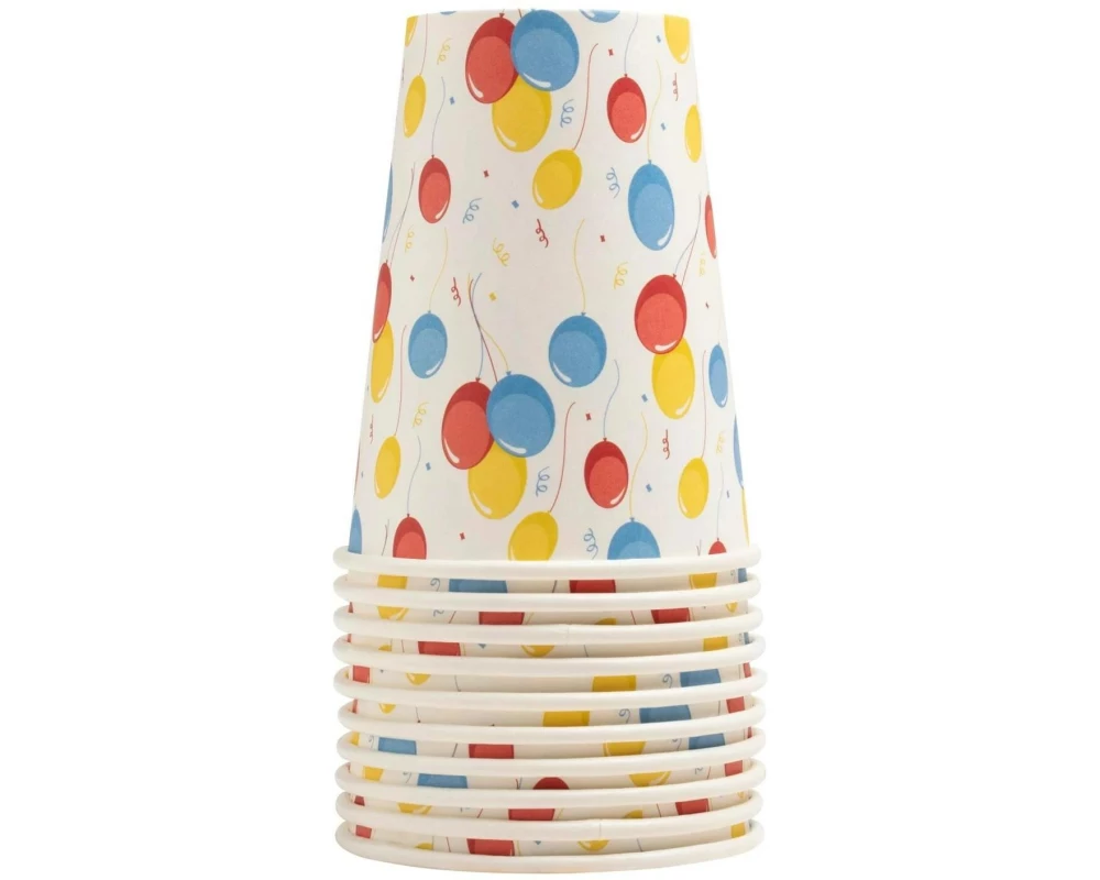 PRO nappe Einwegbecher Geburtstag 2 dl, 10 Stück, Mehrfarbig