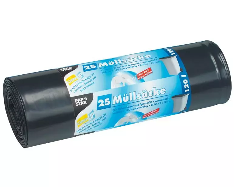 Papstar Kehrichtsack 120 l, 25 Stück, Grau