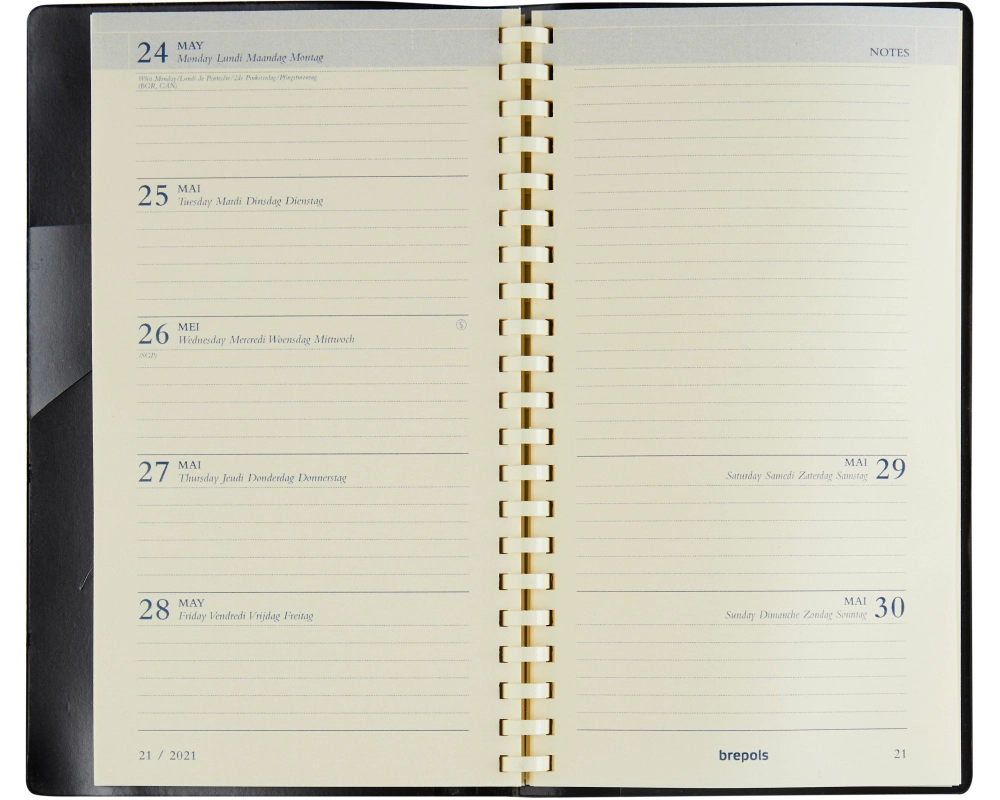 BREPOLS Agenda Notaplan 2026 0.716.9900 1W/1S Ersatz chamois 9x16cm