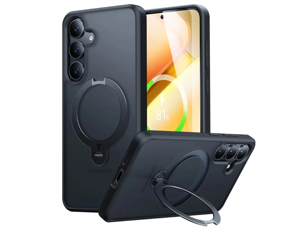 Torras Ostand 360° Schutzhülle, Samsung S25, MagSafe, schwarz