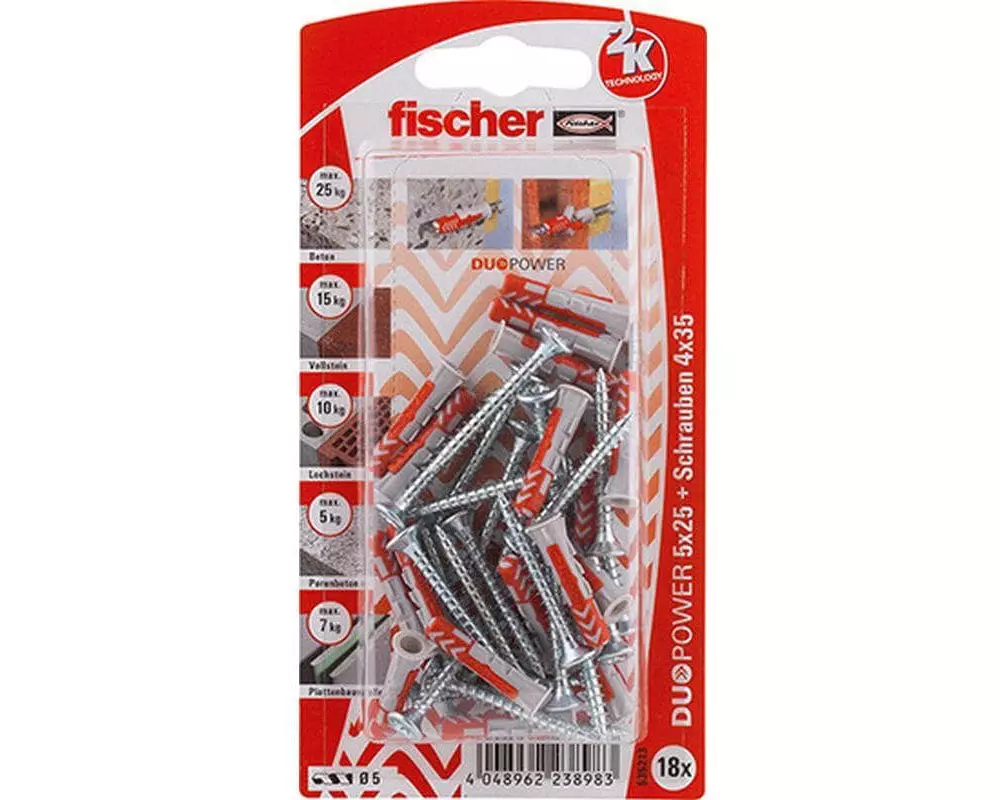 Fischer Dübel DUOPOWER 5 x 25 S, 18 Stück