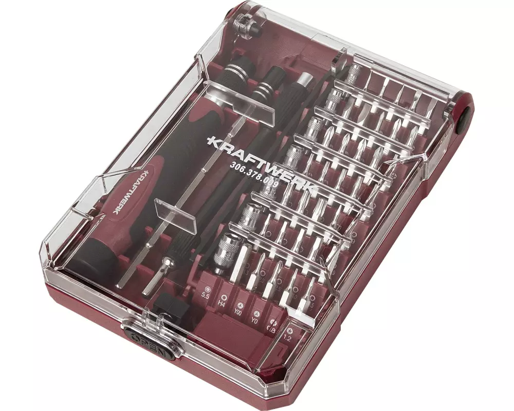 Kraftwerk Bit Box mit Präzisions Schraubendreher 1/4", 45-teilig