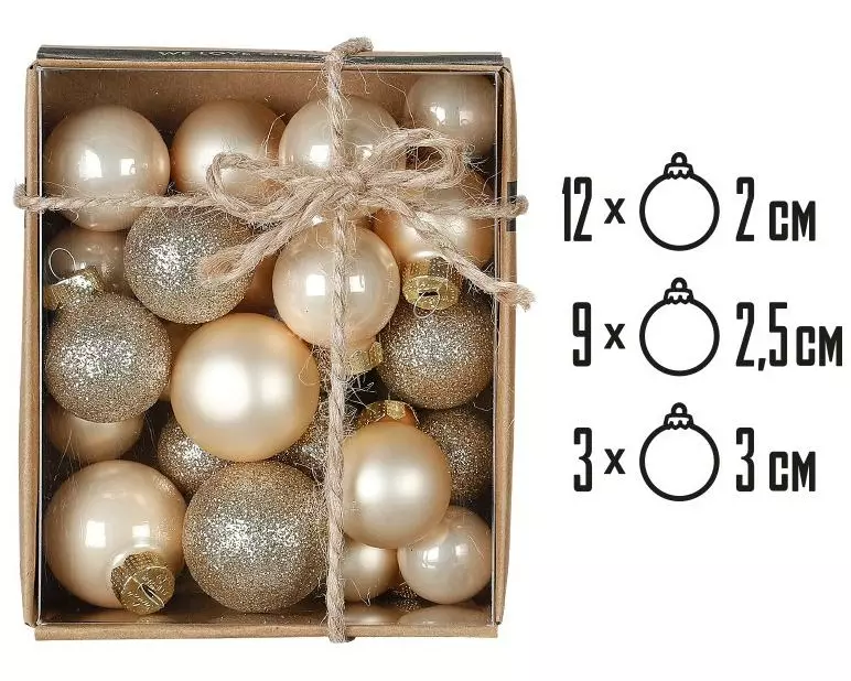 Holly & Jolly Weihnachtskugel Mini Champagne Ø 2-3 cm