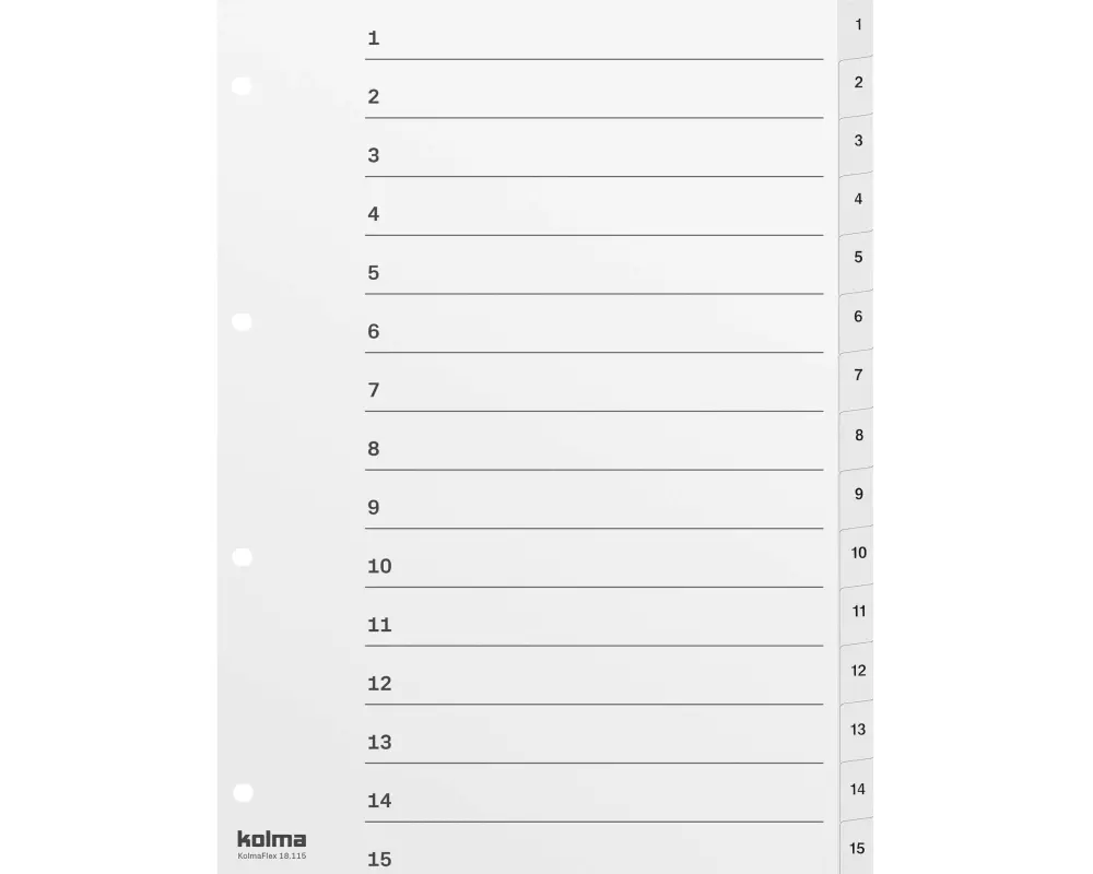 Kolma Register A4 Hoch, PP 1-15