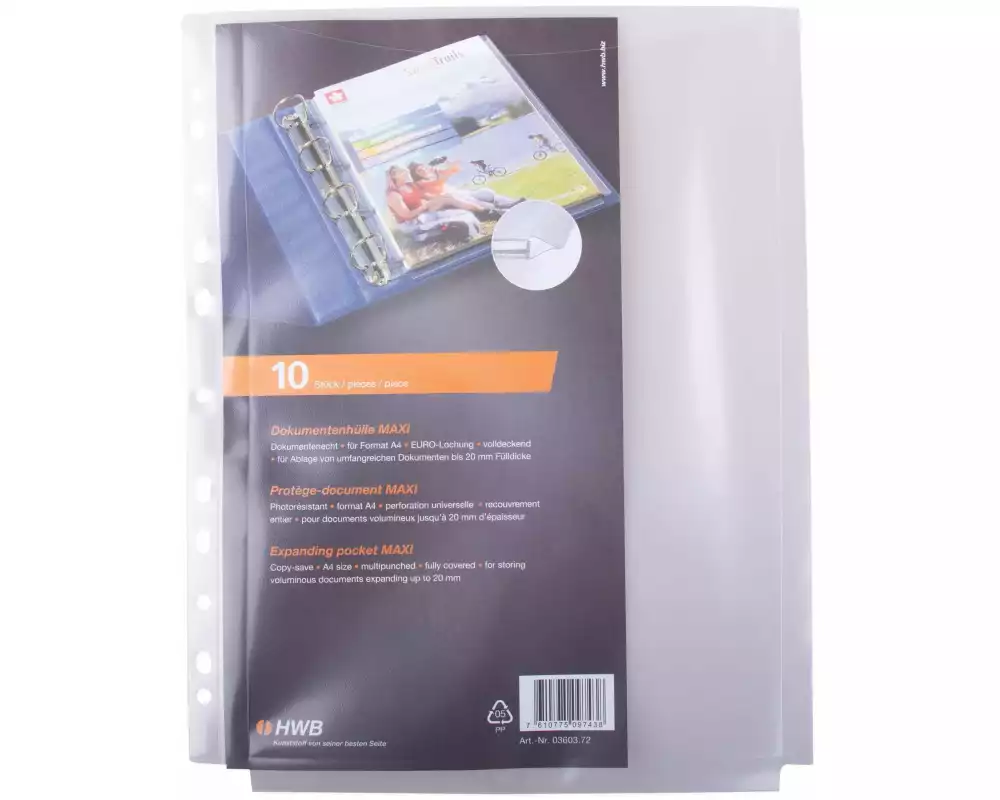 HWB Zeigetasche Maxi PP 180 A4, volldeckend, 10 Stück