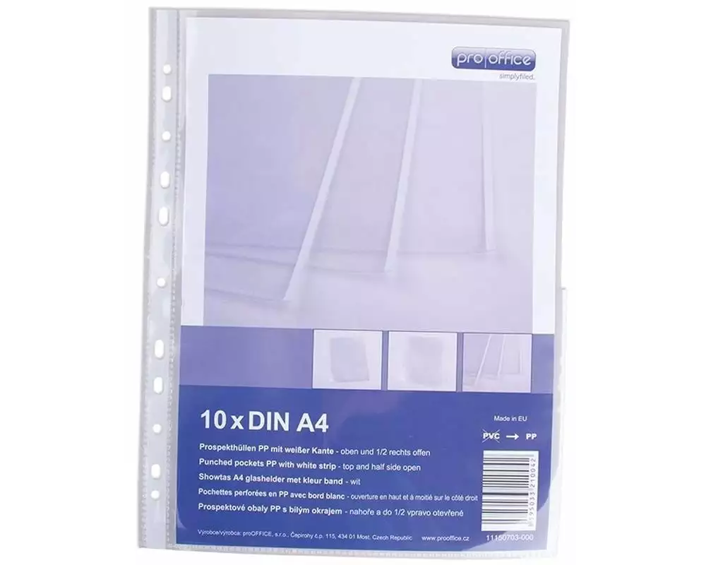 ProOffice Zeigetasche A4, Transparent/Weiss, 10 Stück
