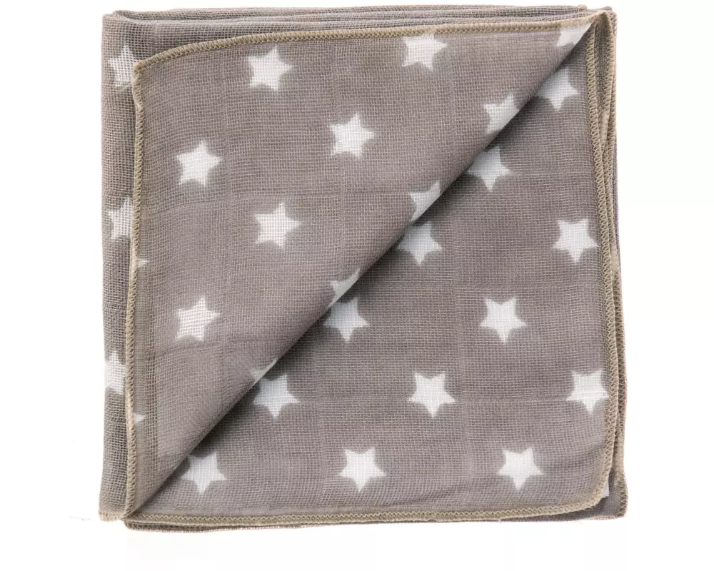 ZEWI bébé-jou Mulltuch schlamm Sterne Gr. 60x60 cm